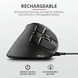 Комп'ютерна миша Trust Voxx Rechargeable Ergonomic WL чорний teh0014039 - мініатюра 7