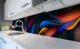 Кухонний фартух Неонове світіння вінілова для кухні 65х250 см Анотація Синій Happy Pocket Z184695 - мініатюра 5