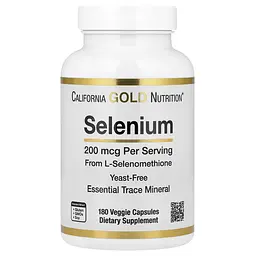 Селен California Gold Nutrition Selenium Yeast-Free 200 мкг 180 вегетаріанських капсул