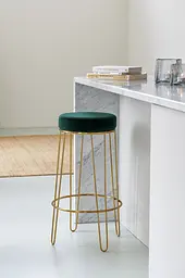 Барний стілець Light&Living металевий з м'яким круглим сидінням зеленого кольору з ніжками золотого кольору (6755481) - мініатюра 4