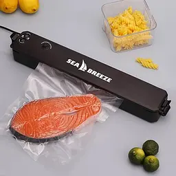 Вакуумний пакувальник для харчових продуктів SeaBreeze SB-0501 домашній автоматичний вакууматор + 10 пакетів у комплекті Чорний 88301