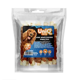 Ласощі для собак UniQ PETS Качка на паличках з сиром'ятної шкіри 17 см 500 г
