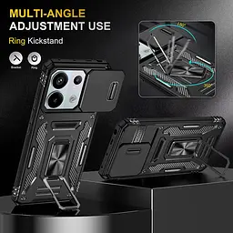 Ударостійкий чохол Camshield Army Ring для Xiaomi Poco X6 Pro Чорний / Black - мініатюра 3