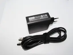 Блок живлення Lenovo 65W ADL65WDA 20V, 3.25A / 5V, 2A чорний, роз'єм bevel USB (косий) мережевий