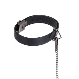 Нашийник з повідцем LOCKINK Tied Collar with Leash Set, чорний, ланцюг зі шкіряною петлею та карабіном - мініатюра 3