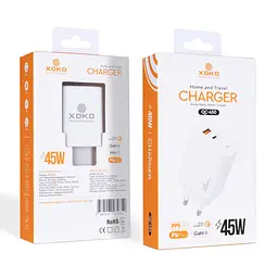 Зарядное устройство для XoKo 1xUSB-C PD45W + 1xUSB QC3.0 GaN white (XK-QC-450) - миниатюра 4