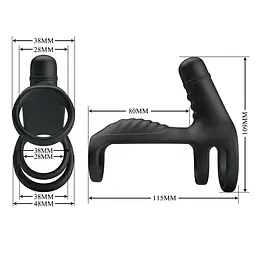 Насадка на пеніс з вібрацією Pretty Love Vibrating Penis Sling 11.5 см чорний - мініатюра 7