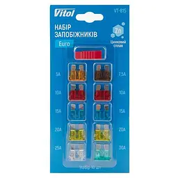 Набір запобіжників VITOL Euro, цинковий сплав, 10 шт блістер