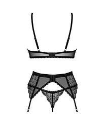 Комплект Obsessive Chemeris 3-pcs set XS/S, стрінги, пояс для панчіх, бюстгальтер - мініатюра 4
