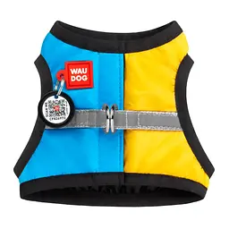 Шлея для собак м'яка Waudog Clothes з QR паспортом, Colors of freedom, S2, В 46-50 см, С 43-45 см
