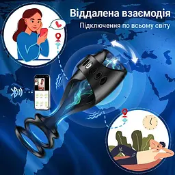 Насадка на член вібруюча з ерекційними кільцями 9 режимів USB Чорна - мініатюра 3