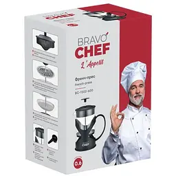Френч-прес Bravo Chef L'Appetit 600 мл чорний (BC-7302-600) - мініатюра 5