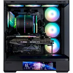Корпус Zalman P40 DS Black Mid Tower без БЖ для ATX / Micro ATX / Mini ITX 1xType-C / 2xUSB 3.0 макс. CPU - 165 мм / VGA - 420 мм 4x120 мм ARGB бічна та передня панелі із загартованого скла LCD екран (CPU / GPU / Time) - мініатюра 6