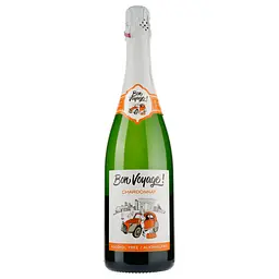 Вино ігристе Bon Voyage Chardonnay Alcohol Free Sparkling White Wine, біле, сухе, 0,5%, 0,75 л