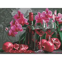 Алмазна мозаїка Вино та орхідеї AMO8118, 30х40 см