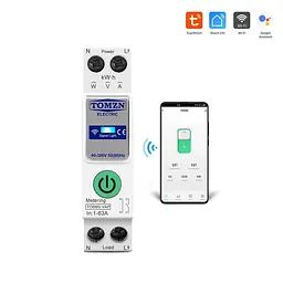 Розумний автоматичний вимикач з Wi-Fi (Tuya) TOMZN TOB9S-VAP 63A з моніторингом енергоспоживання та захисним реле напруги (51-00122) - мініатюра 11