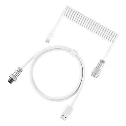 Кабель авіатор / USB Type-C / Для клавіатури / Спіральний , Білий