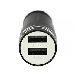 Автомобільний зарядний пристрій у прикурювач, адаптер USB з двома портами, чорний - мініатюра 3