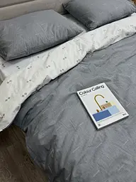 Підковдра на блискавці Ecotton полуторний 150х215 см із сатину сірого кольору двостороння 21205 (25353) - мініатюра 5