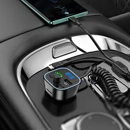 Автомобільний FM модулятор (трансмітер) Borofone Eminency USB QC3.0 Type-C- Lighting USB Дисплей (BC45) - мініатюра 3