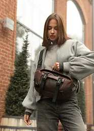 Велика жіноча поясна сумка бананка Sambag DynamicDart коричнева 38 × 21 × 7 см (80411020) - мініатюра 2