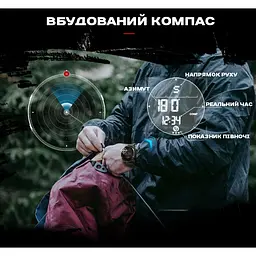 Наручний годинник чоловічий з компасом North Edge Alps 2 ремінці Чорний (3097) - мініатюра 4