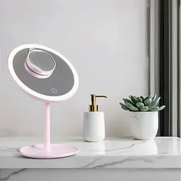 Косметичне дзеркало Happy Life з LED-підсвіткою та збільшенням, рожевий (HP072TD020P) - мініатюра 4