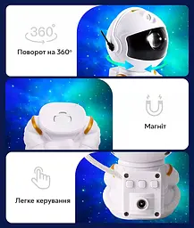 Іграшка-нічник Astronaut Nebula Star Проектор галактики лазерний Астронавт з пультом білий - мініатюра 4