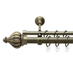Карниз Orvit Таджа металевий дворядний відкритий рифлена труба кільце металеве Антик 25\16 мм 160 см (00-00018013)