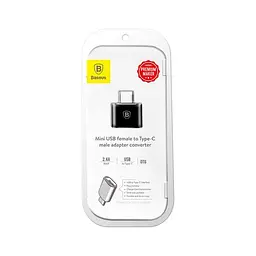 Адаптер Baseus USB Female To Type - C Male Adapter Converter Black - мініатюра 2