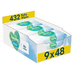 Уцінка. Набір дитячіх вологих серветок Pampers Harmonie Aqua 432 шт. (9 уп. по 48 шт.)