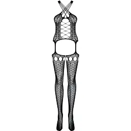 Бодістокінг Obsessive Bodystocking G313 S/M/L, шнурівка, геометричний декор - мініатюра 5
