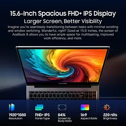 Blackview Acebook 8 Ноутбук, 15.6-inch 1920*1080 IPS Екран, N97 4 Up to 3.6GHz, 16GB 512GB SSD, Dual-band Wi‑Fi - мініатюра 11