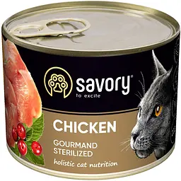 Вологий корм для стерилізованих котів Savory з куркою ніжний паштет 200 г