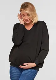 Світшот трикотажний для вагітних і мам-годувальниць oversize Liverpool розмір 2XL-3XL Lullababe Чорний