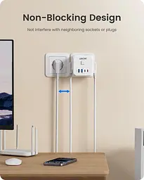 Мережевий фільтр трійник LENCENT | 3 розетки | 2 USB порта | 2 Type-С | швидка зарядка - мініатюра 4