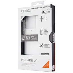 Протиударний прозорий чохол GEAR4 Piccadilly D3O з антимікробним покриттям для Samsung Galaxy S20 Ultra (6.9") Black + Transparent - мініатюра 8