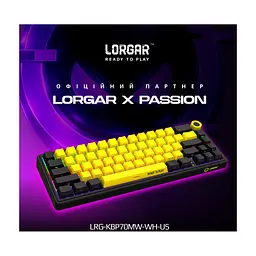 Клавіатура Lorgar KBP70MW Pro RGB Wireless/Bluetooth/USB UA Black/Yellow (LRG-KBP70MW-YL-US) - мініатюра 3