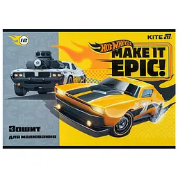 Зошит  для малювання Kite Hot Wheels 12 аркушів скоба софт тач (HW25-241)