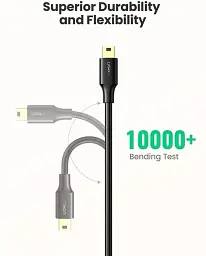 Зарядний кабель Ugreen US132 Mini USB to USB 2.0 0.25 M Black (10353) - мініатюра 7