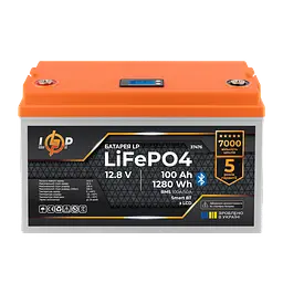 Акумулятор LP LiFePO4 12,8V - 100 Ah (1280Wh) (BMS 100A/50А) пластик LCD Smart BT - мініатюра 2