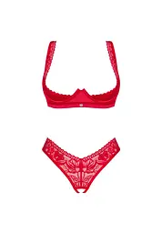 Комплект білизни Obsessive Lacelove XS/S червоний - мініатюра 7