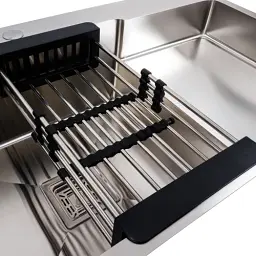 Кухонна мийка Platinum Handmade 78x50С R з нержавіючої сталі 3.0 мм квадратний сифон 78x50x22 см сатин - мініатюра 8