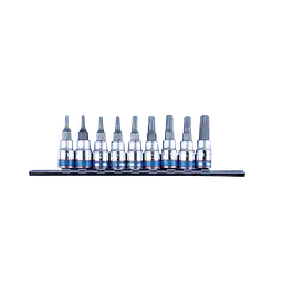 Набір TORX 1/4" 9 од. в тримачі T8-T40 з отвором (на планці)