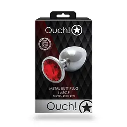 Анальна пробка Ouch! Round Gem L, 8.1 см (червоний) - мініатюра 9