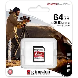 Карта пам'яті Kingston 64GB SDXC C10 UHS-II U3 R300/W260MB/s (SDR2/64GB)