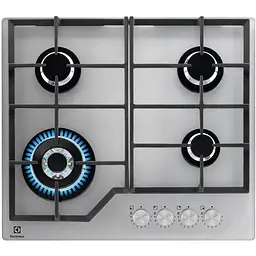 Варильна поверхня газова на склі Electrolux 60 см чавун сріблястий