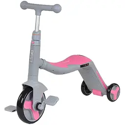 Дитячий самокат 3 в 1 Best Scooter з музикою та підсвічуванням 62х25х28 см Сіро-рожевий 000254949