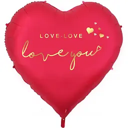 Фольгована кулька Foil Balloon "LOVE.LOVE LOVE YOU" 160 см (63") 1 шт наповнення повітрям або гелієм для тематичних вечірок