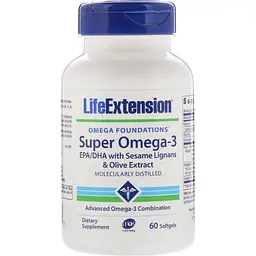 Уцінка. Супер Омега-3 Life Extension Omega Foundations Super Omega-3, 60 желатинових капсул  - мініатюра 3